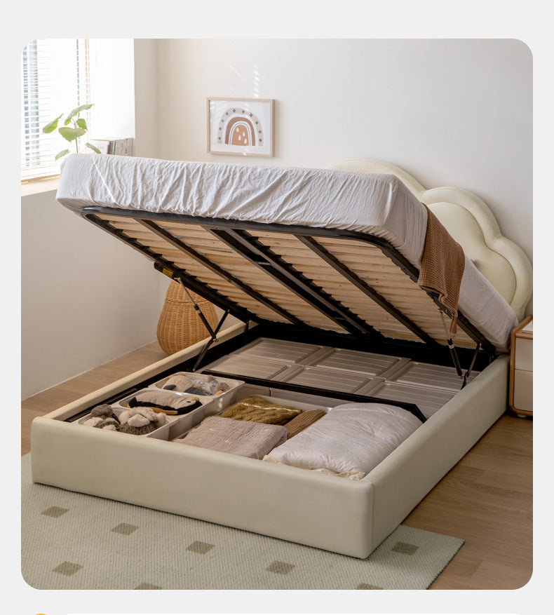 Сream style Organic Leather kid's Cloud Bed<