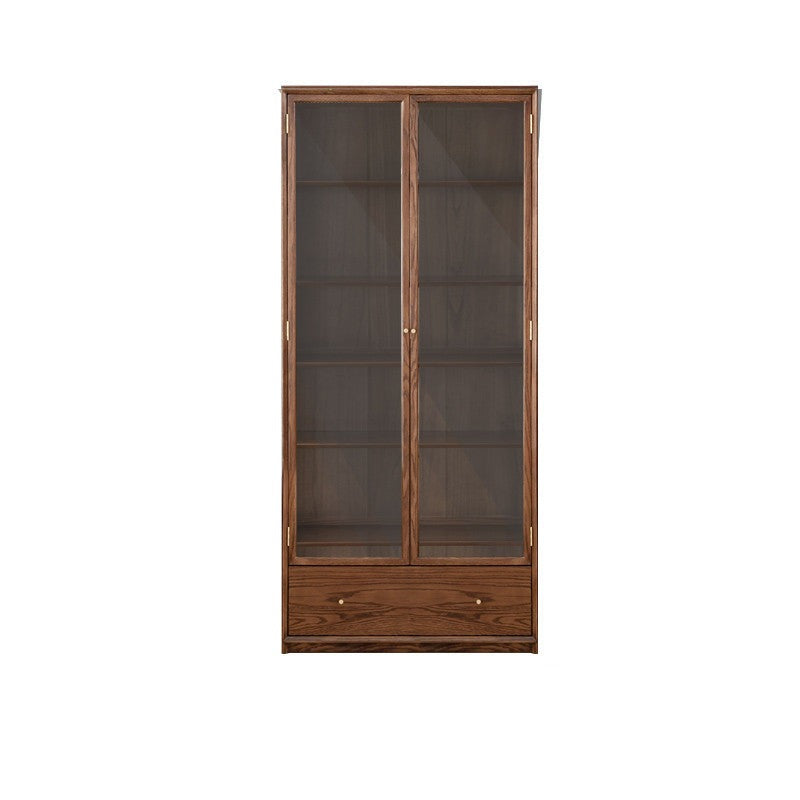 Oak Solid Wood Dust-Proof Glass Door Wall Floor-to-ceiling Bookshelf