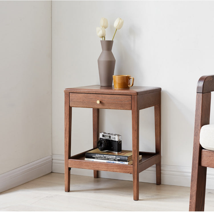 Black Walnut, Solid Rubberwood, Oak Solid Wood Side Cabinet