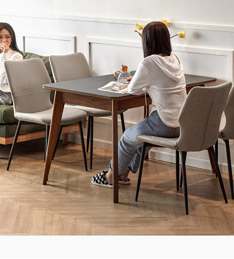 Black Walnut, Ash Solid Wood Telescopic Rock Slab Dining Table