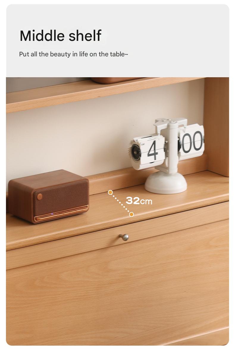 Beech Solid Wood Ultra-Thin Flip Bucket Shoe Cabinet