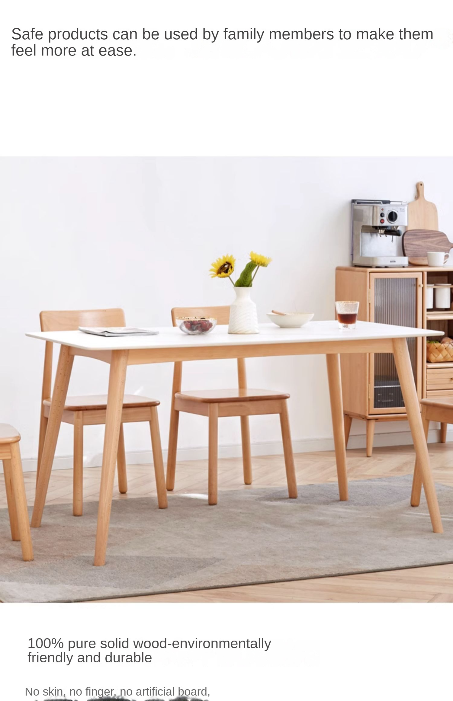 Beech Solid Wood Rock Plate Dining Table