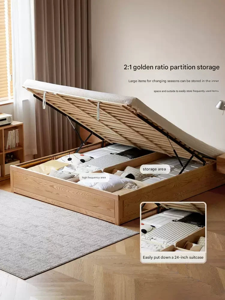 Oak solid wood platform bed, headboard-free Box bed