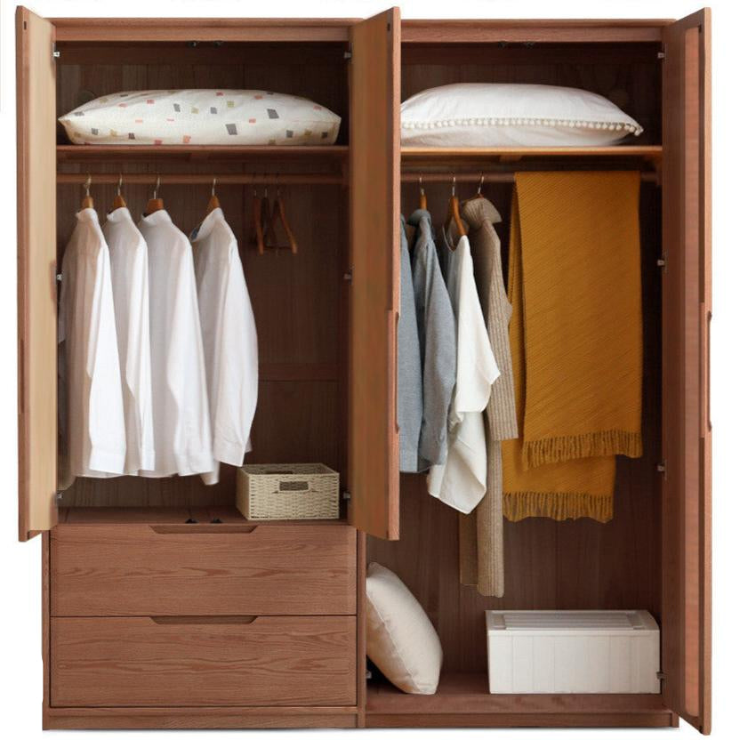 Ash Solid Wood Modular Wardrobe Closet System with Vertical Groove Pulls