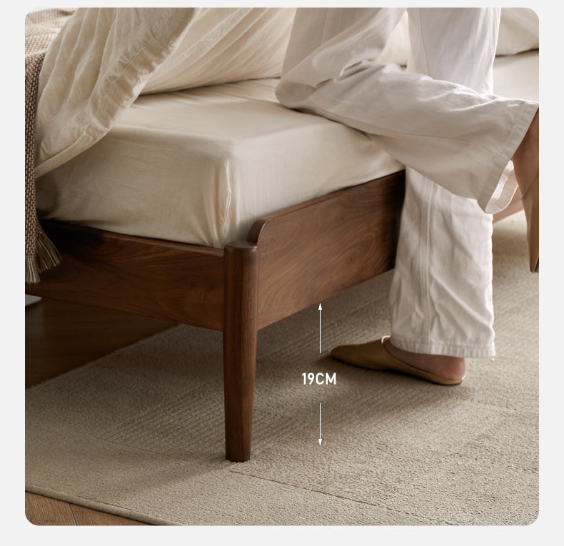 North American Black Walnut Solid Wood Rattan Bed