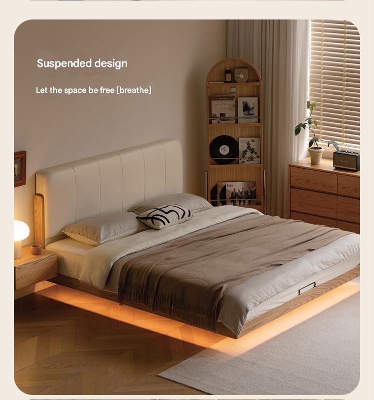 Oak Solid Wood Modern Simple Soft Leaning Bed