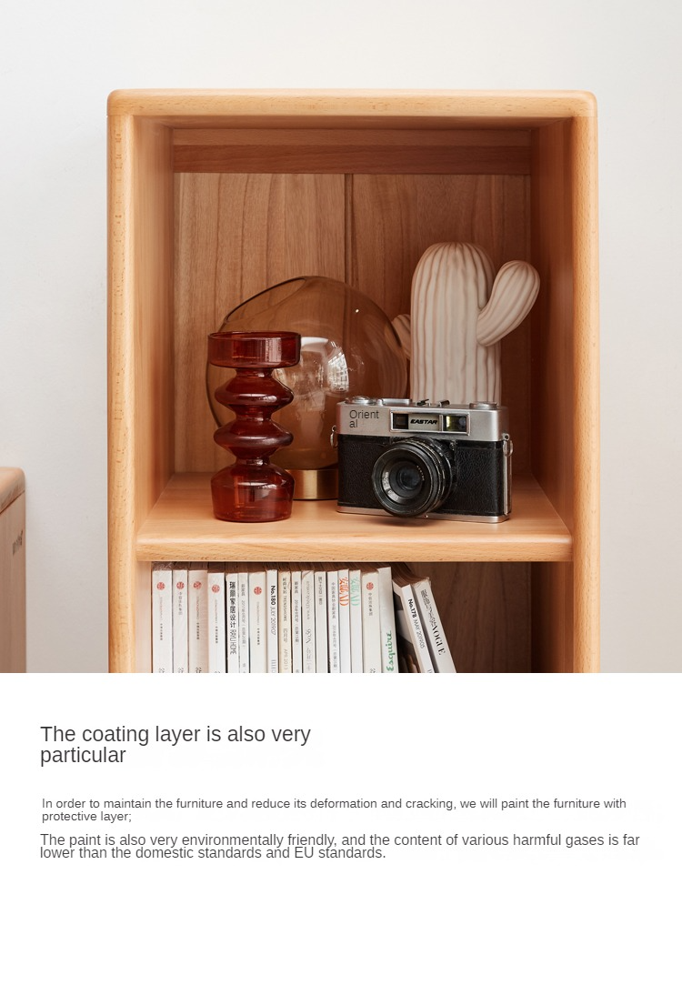 Beech Solid Wood Small Bookshelf Side Cabinet