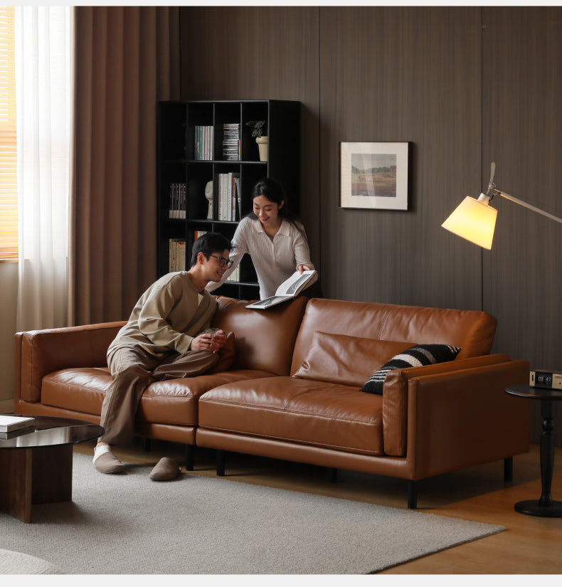 Leather Italian Minimalist Sofa.