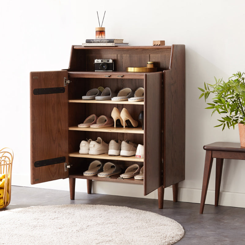 Oak Solid Wood, Solid RubberWood Shoe Entrance Porch Cabinet