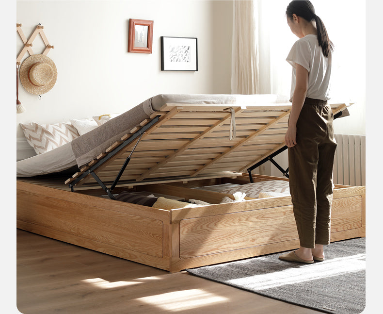 Oak solid wood platform bed, headboard-free Box bed