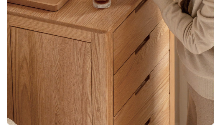 Oak Solid Wood, Solid Rubberwood Nordic Chest of Drawers