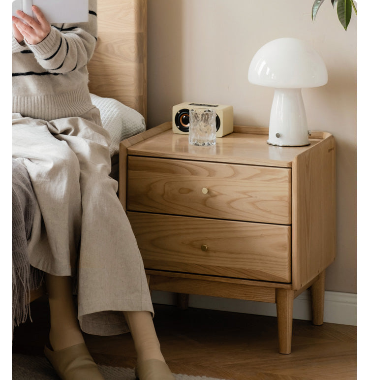 Ash Solid Wood Modern Nightstand.