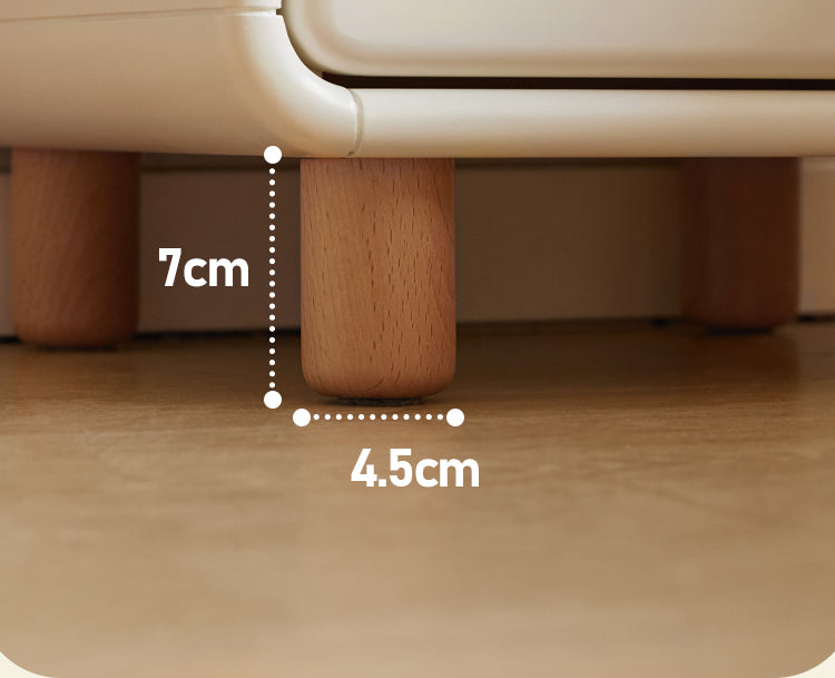 Poplar Solid Wood, Solid Rubberwood Nightstand Cream Style White Cabinet)