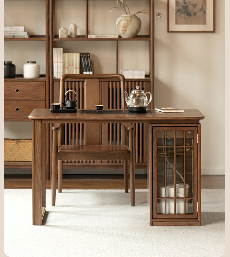 Black Walnut, Oak Solid Wood Large Plate Tea Table.