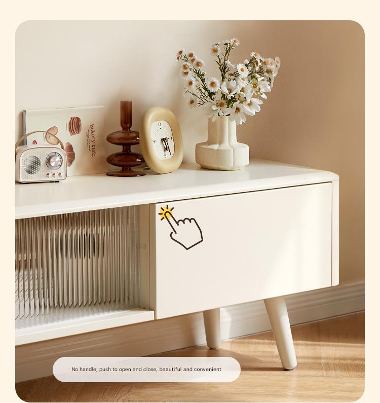 Rubber Solid wood Light Luxury Modern TV Cabinet.