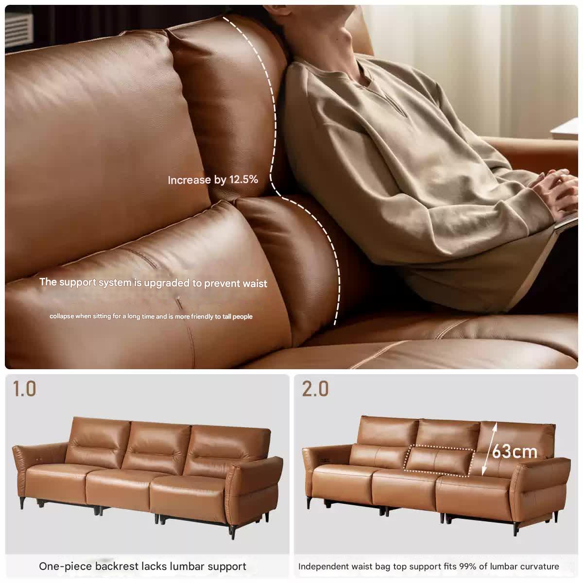 Genuine Leather Electric high back Sofa