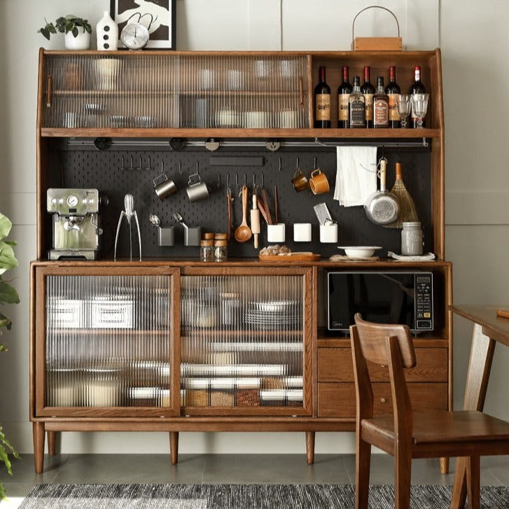 Ash Solid Wood Sideboard High Wine Cabinet Buffet