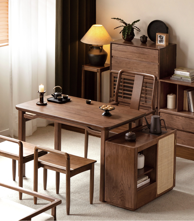 Black Walnut, Ash Solid Wood Style Tea Table.