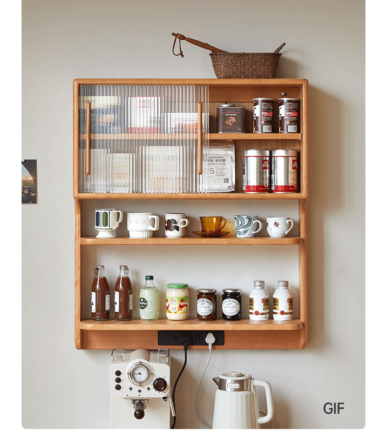 Cherry Solid Wood Wall Storage Cabinet