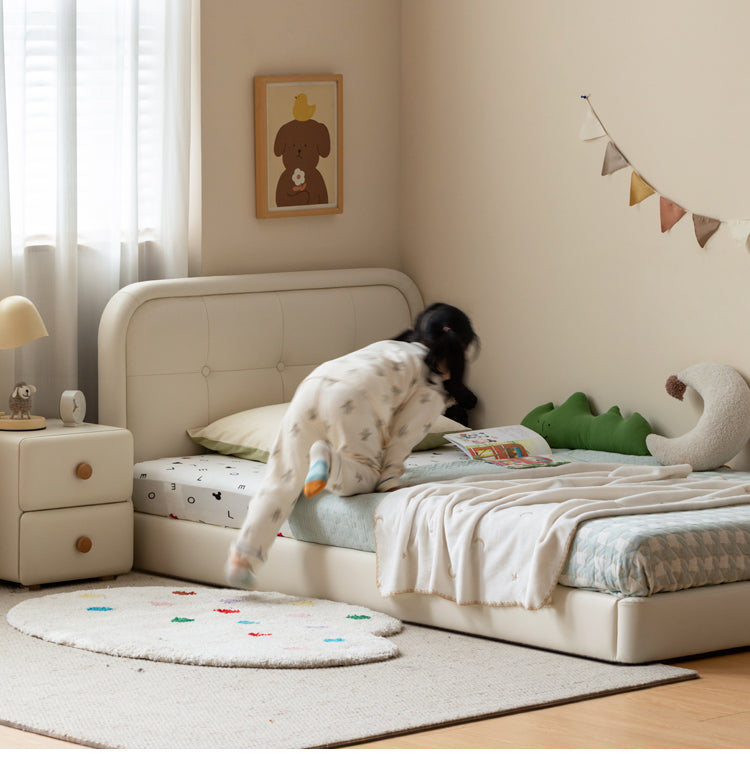 Organic Leather Children's Soft Bag High Headboard Single Bed