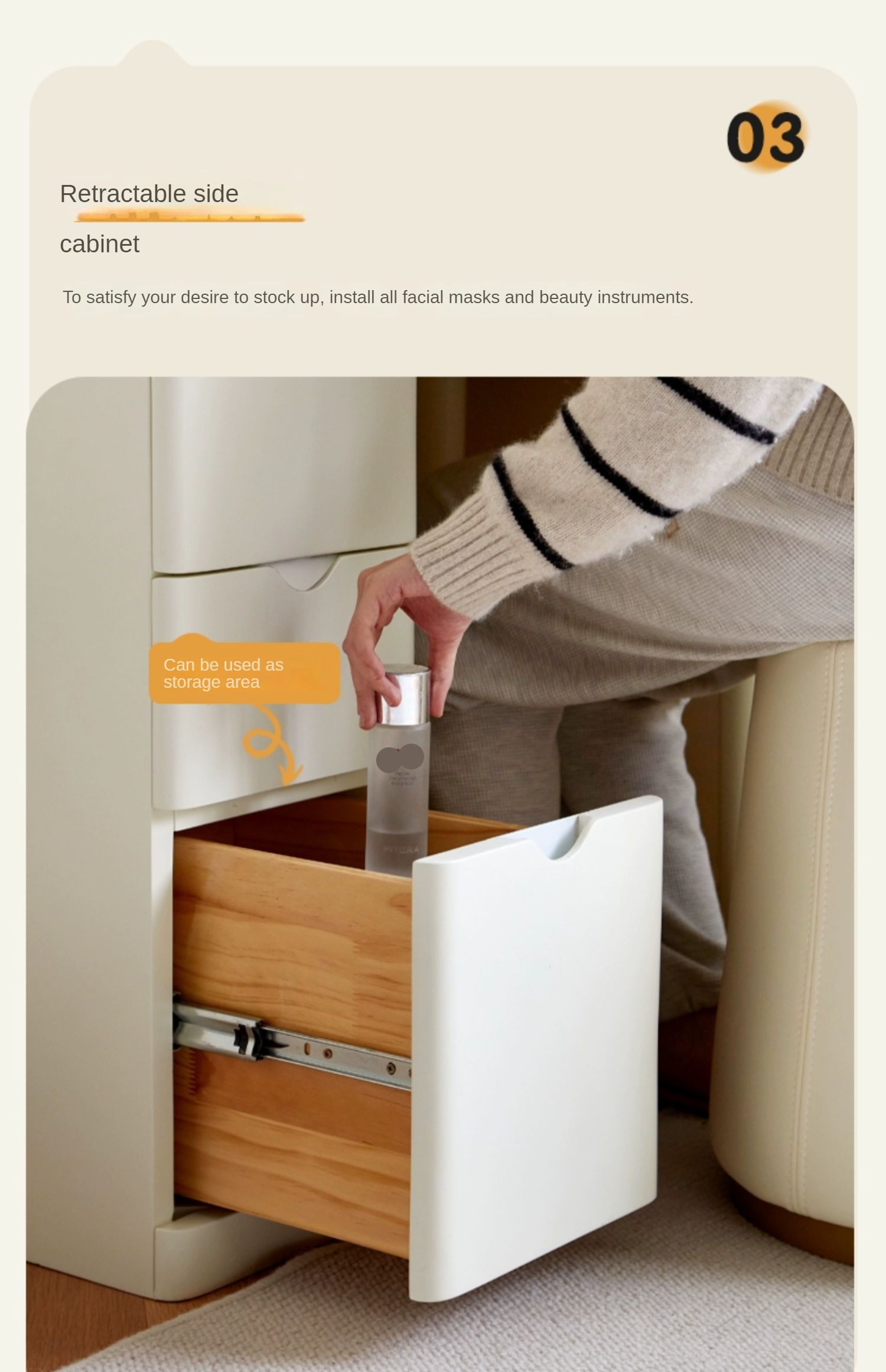 Pine Solid Wood Vanity Table Cream Style.