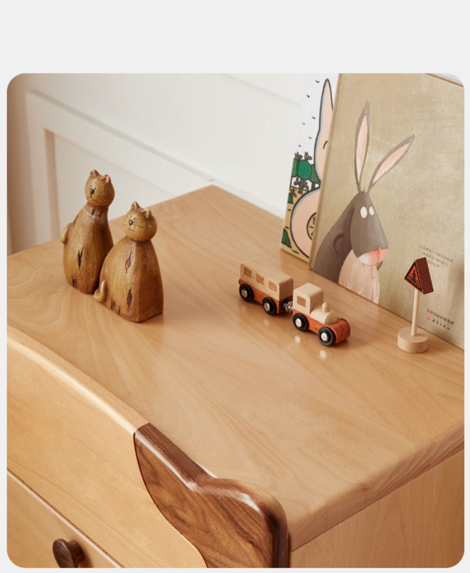 Beech Solid Wood  Kids Chest of Drawers -Type Toy Storage Cabinet