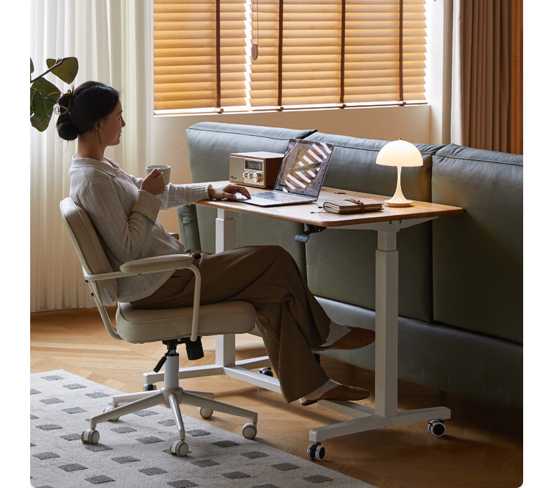 Oak, Rubberwood Solid Wood Standing Mobile Office Desk