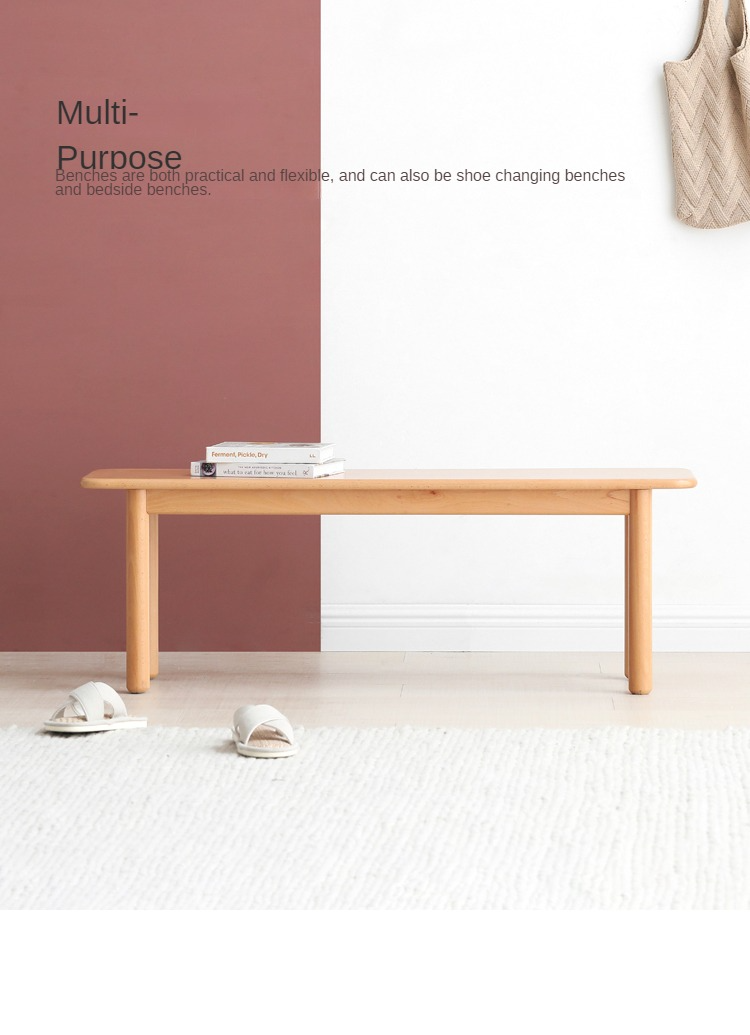 European Beech Wood Modern Long Bench