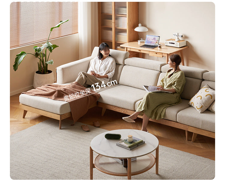 Ash Solid Wood Fabric Sofa.