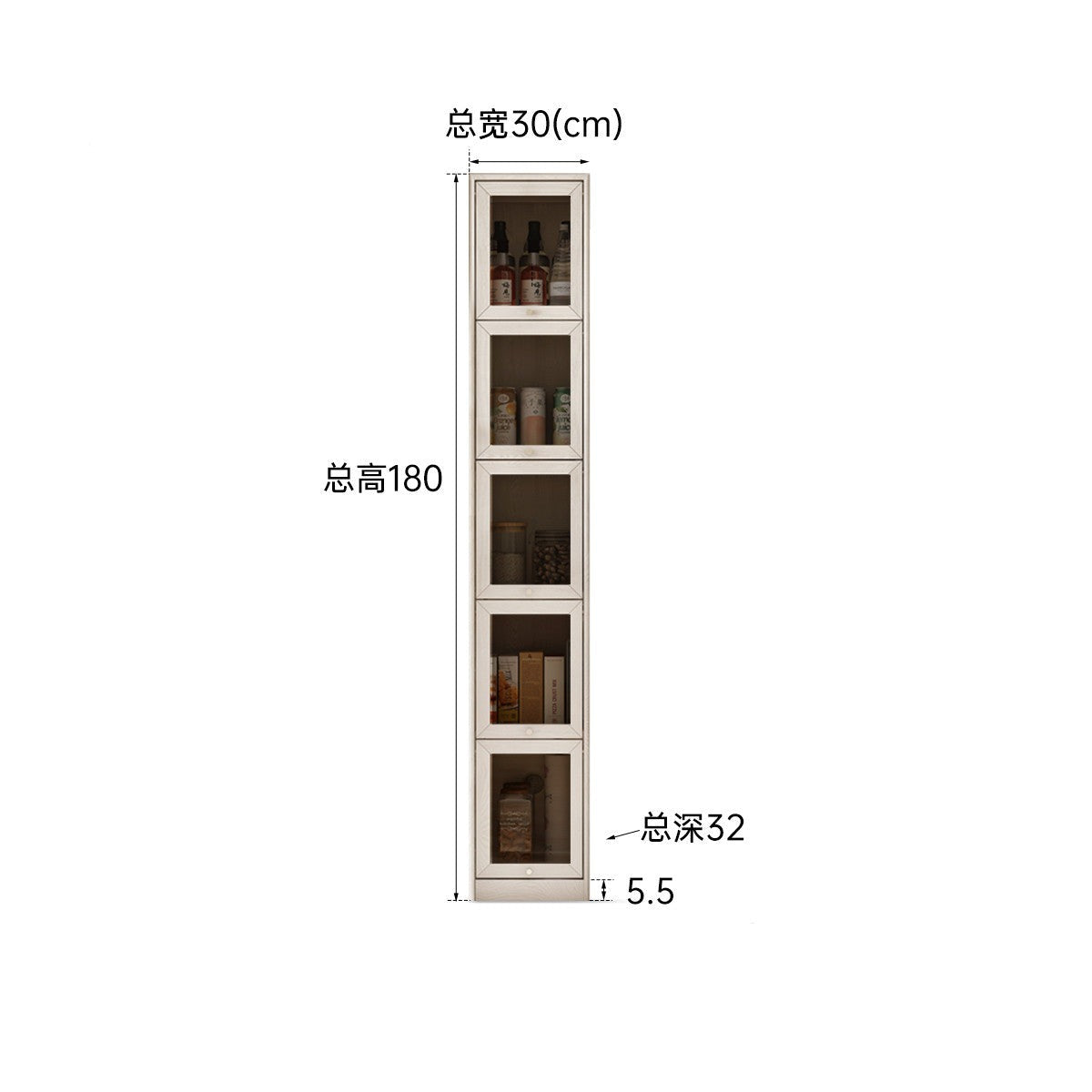 Oak Solid Wood Bookcase Corner Glass Flip Door