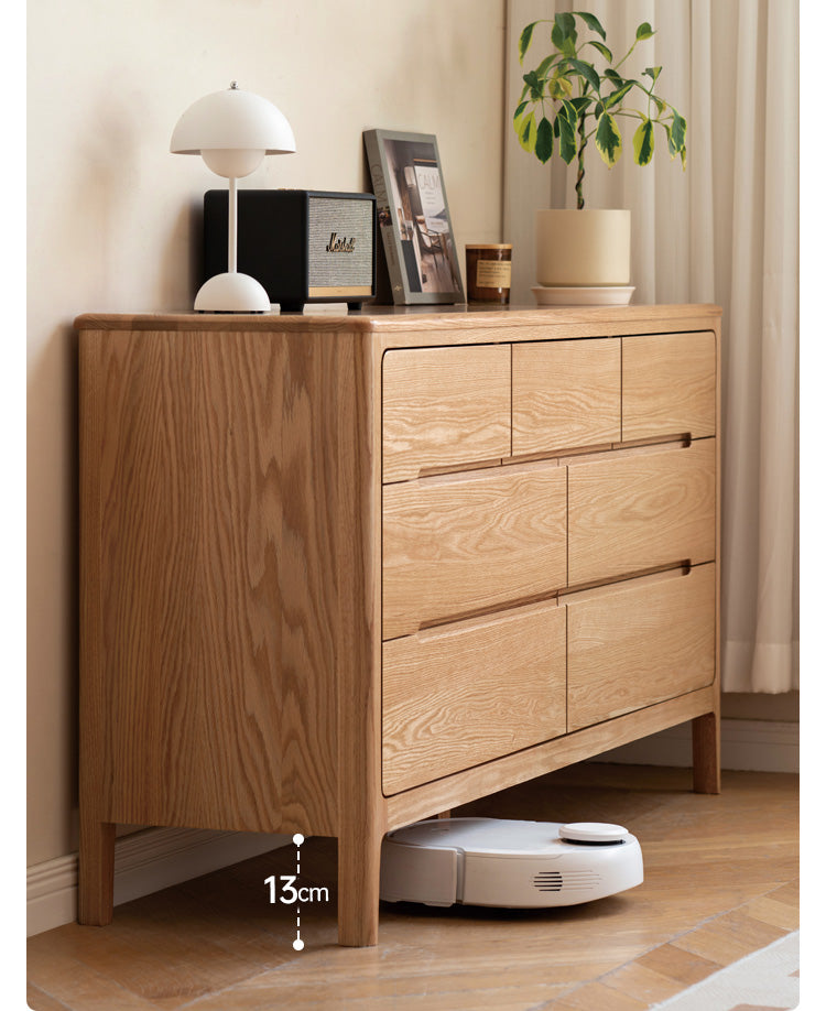 Oak Solid Wood Seattle Wide Chest of Drawers