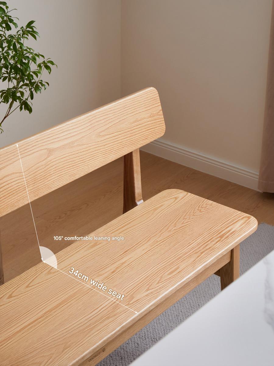 Ash, Oak Solid Wood Nordic Long Bench