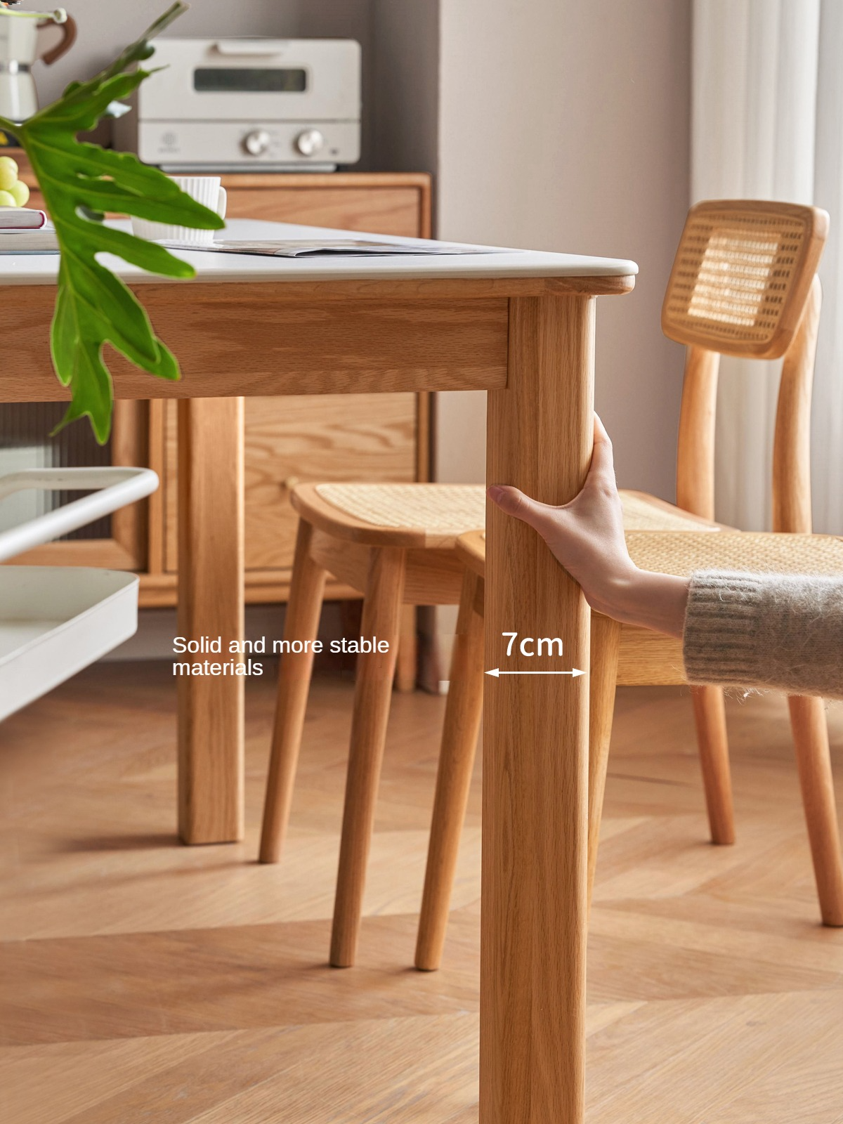 Oak, Beech Solid Wood Modern Slate Dining Table