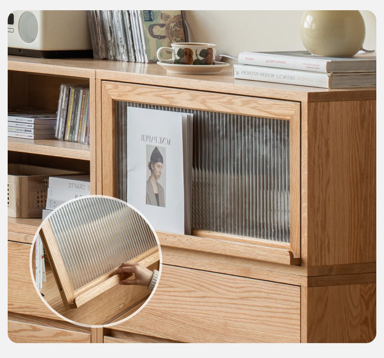 Oak, Ash Solid Wood TV Cabinet Modern Free Combination Storage Bookcases