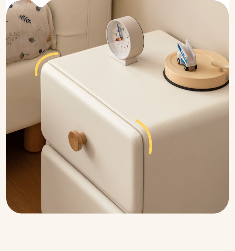 Organic Leather Cream Style Kids Nightstand