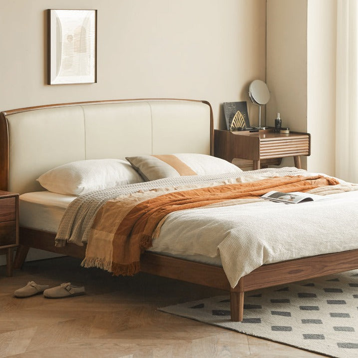 Teak, Black Walnut, Oak Solid Wood First Layer Yellow Cowhide Leather,Technical Cloth