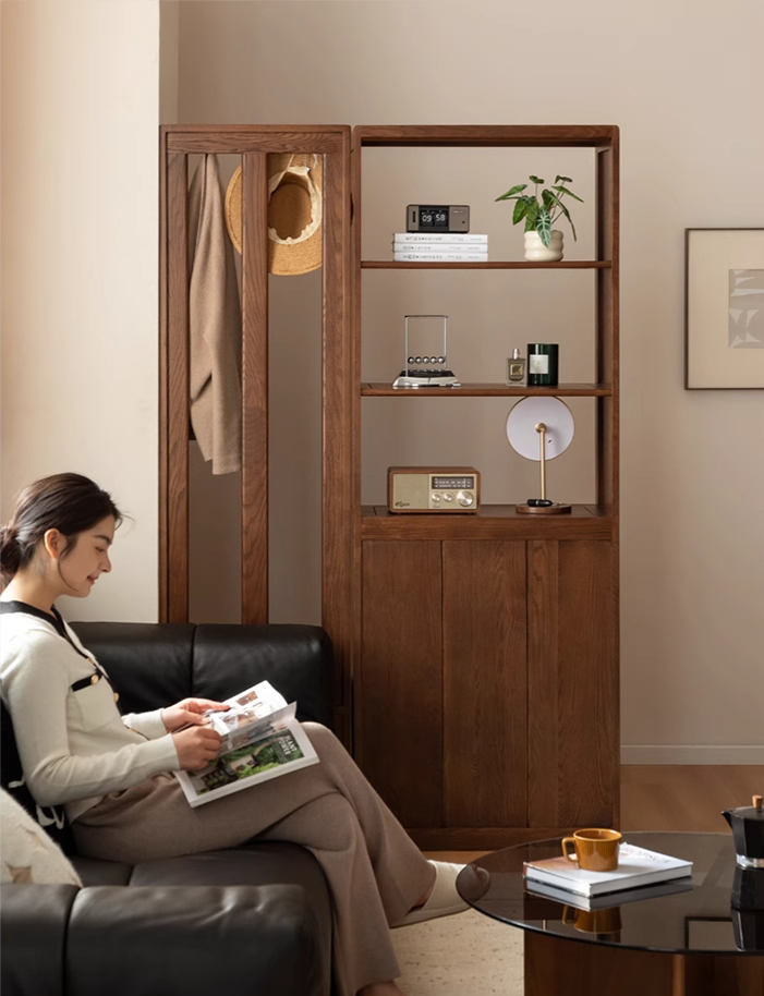 Oak Solid Wood Porch Cabinet Shoe Cabinet Integrated
