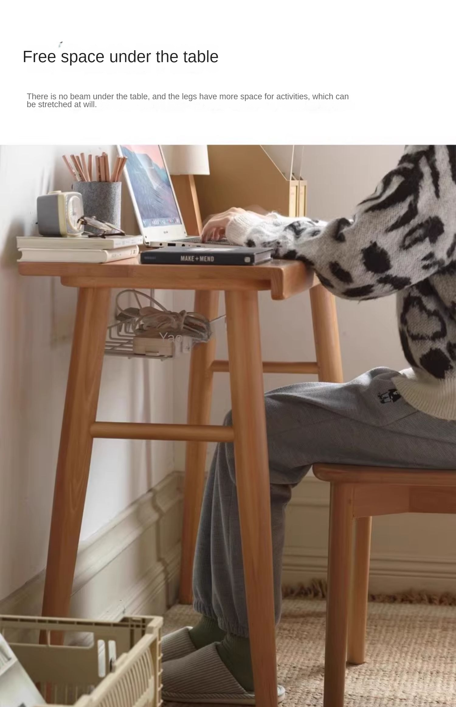 Beech Solid Wood Office Desk Storage Rack Integrated