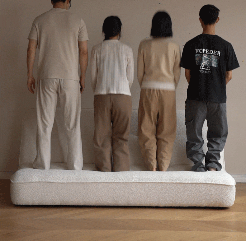 Fabric Sofa White Cream Style Sitting and Sleeping Sofa.