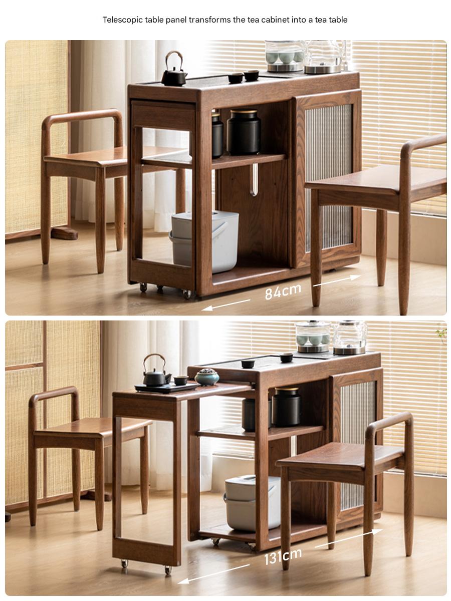 Oak, Ash Solid Wood Retractable Tea Table Tea Maker Integrated