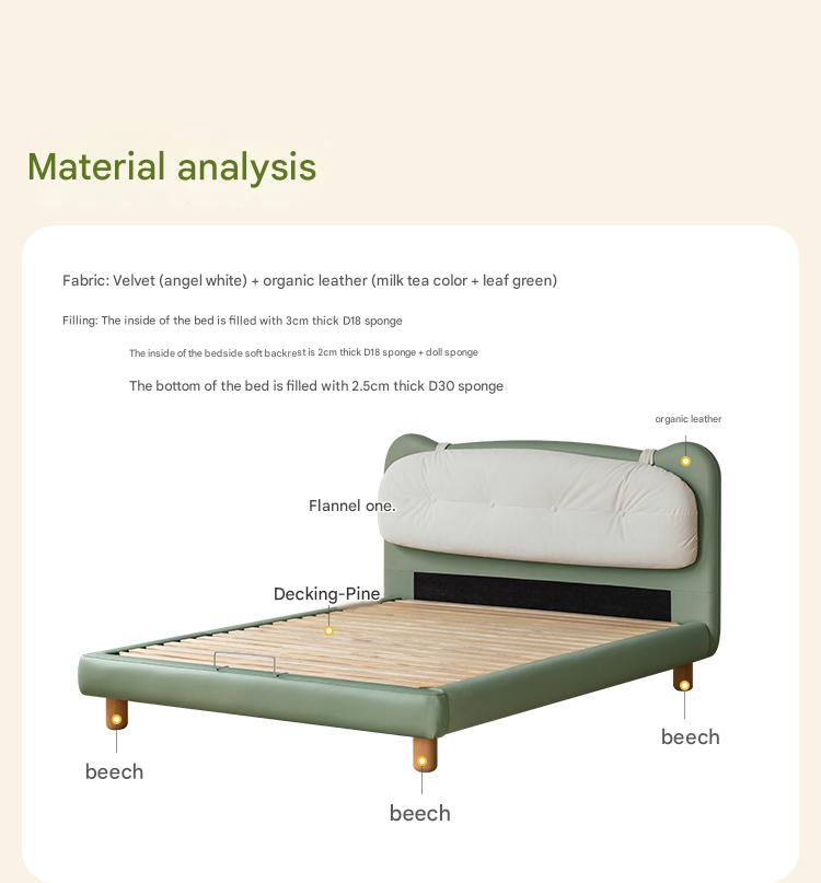 Organic Leather Children's Modern Simple Single Bed