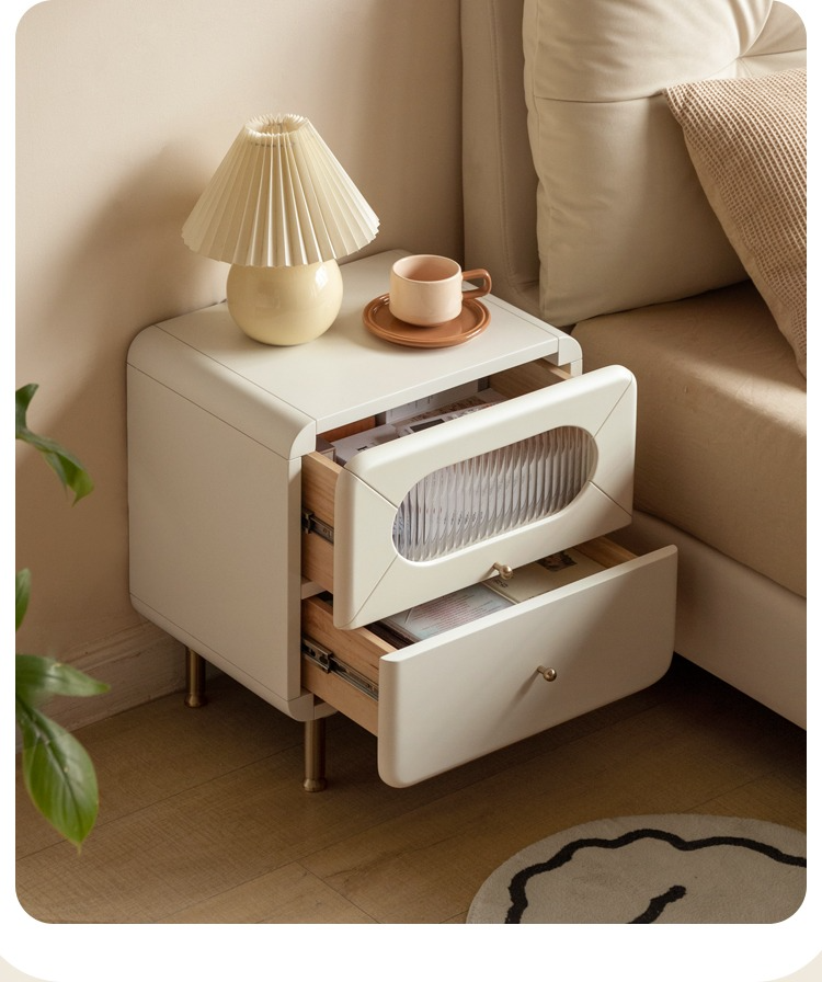 Poplar Solid Wood Nightstand Touch Light