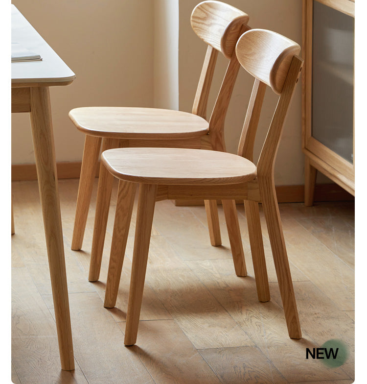 Ash, Oak, Cherry, Beech, Black Walnut Solid Wood Curved Backrest Dining Chair