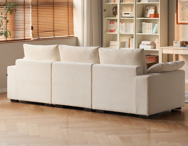 Fabric White Cream Style Down Sofa.