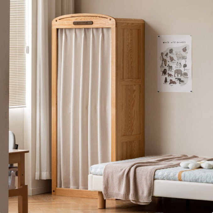 Oak Solid Wood, Solid Rubberwood Kids's Simple Wardrobe