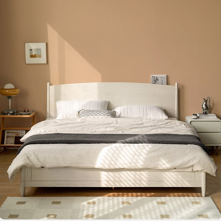 Rubber Wood, Oak Solid Wood French Style Box Bed