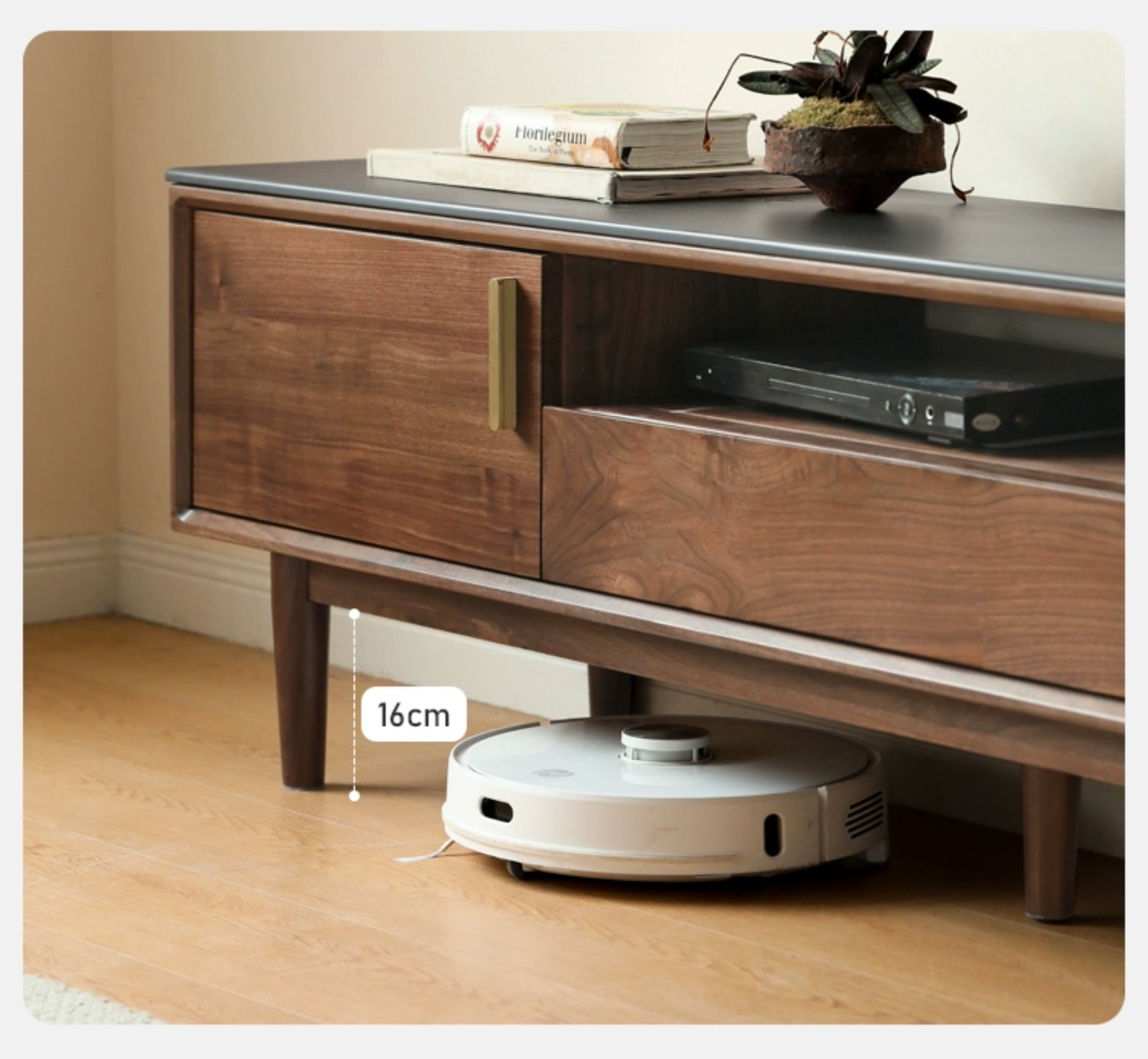 Black Walnut Solid Wood TV Stand Cabinet