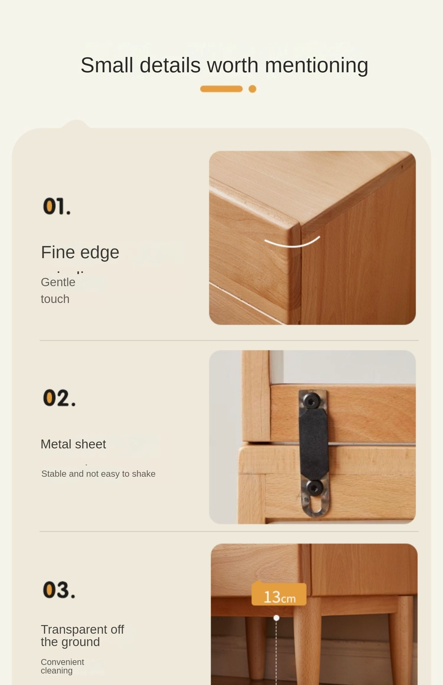 Beech Solid Wood Nightstand and Elevated Storage Rack, Bedside Bookshelf.