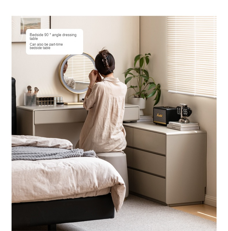 Poplar Solid Wood Retractable Dressing Table Light Luxurious Drawer