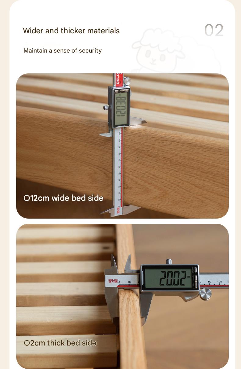 Oak Solid Wood Lamb Fleece Soft Suspension Cream Bed
